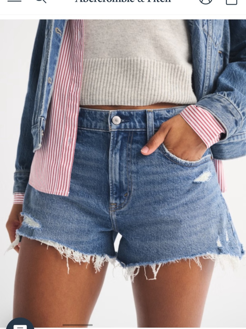 Abercrombie & Fitch The 4” Mom Short High Rise Denim Jeans Shorts 29 8
